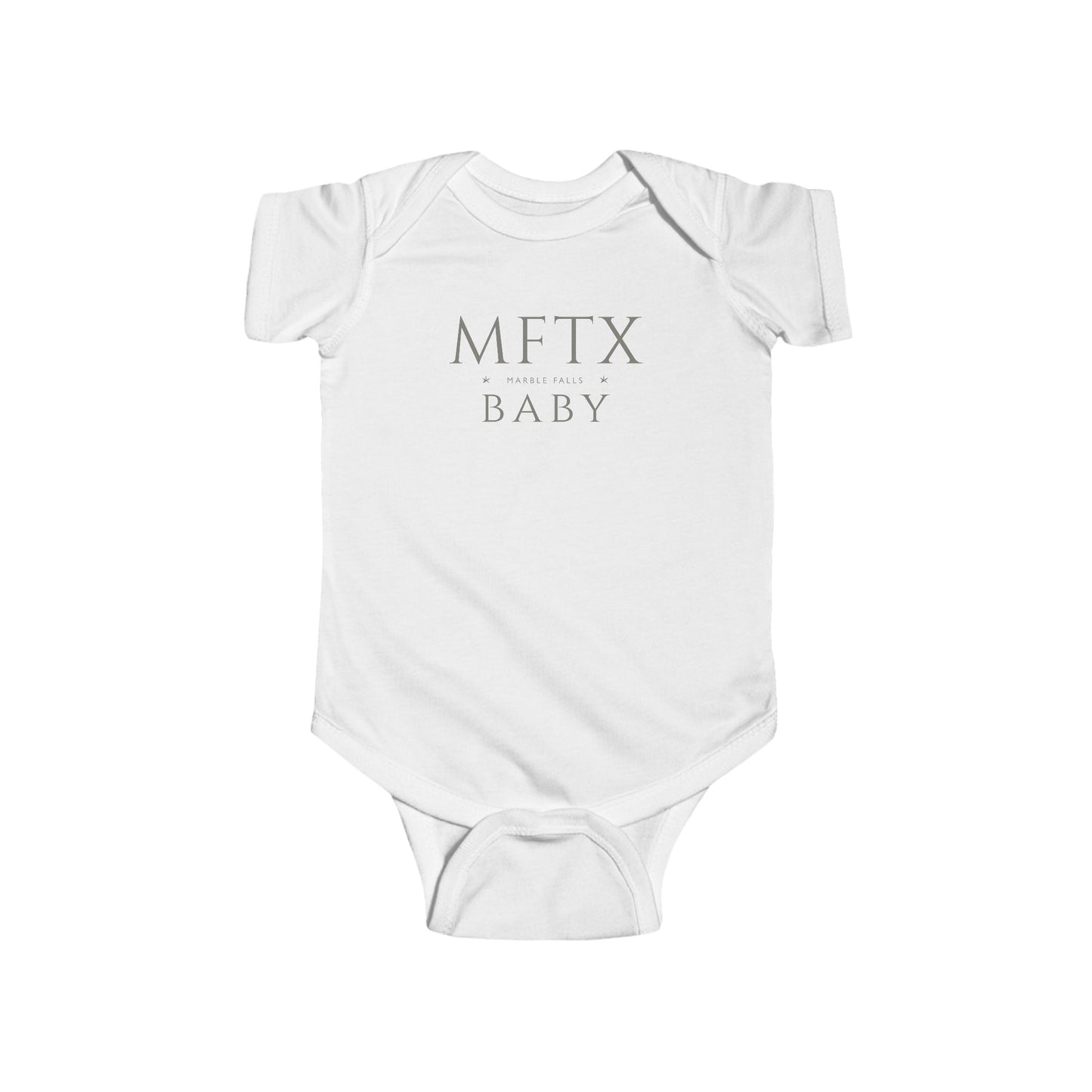 Marble Falls Baby Bodysuit - Stylish MFTX City Abbreviation Onesie | Texas Baby