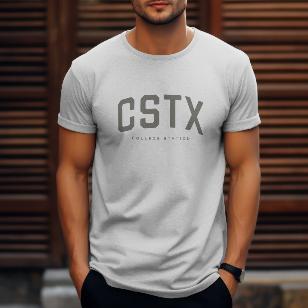 CSTX T-Shirt - College Station, Texas - Unisex Jersey Short Sleeve T-Shirt - Collegiate