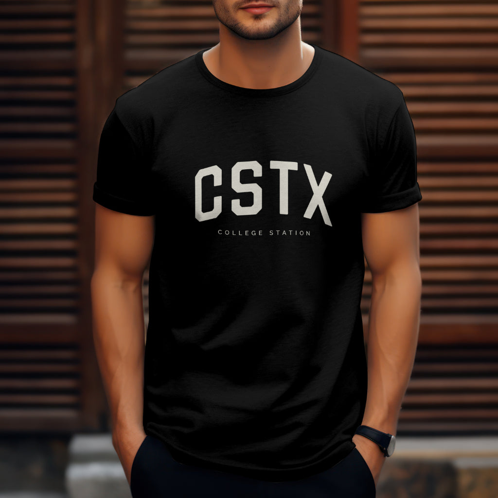 CSTX T-Shirt - College Station, Texas - Unisex Jersey Short Sleeve T-Shirt - Collegiate