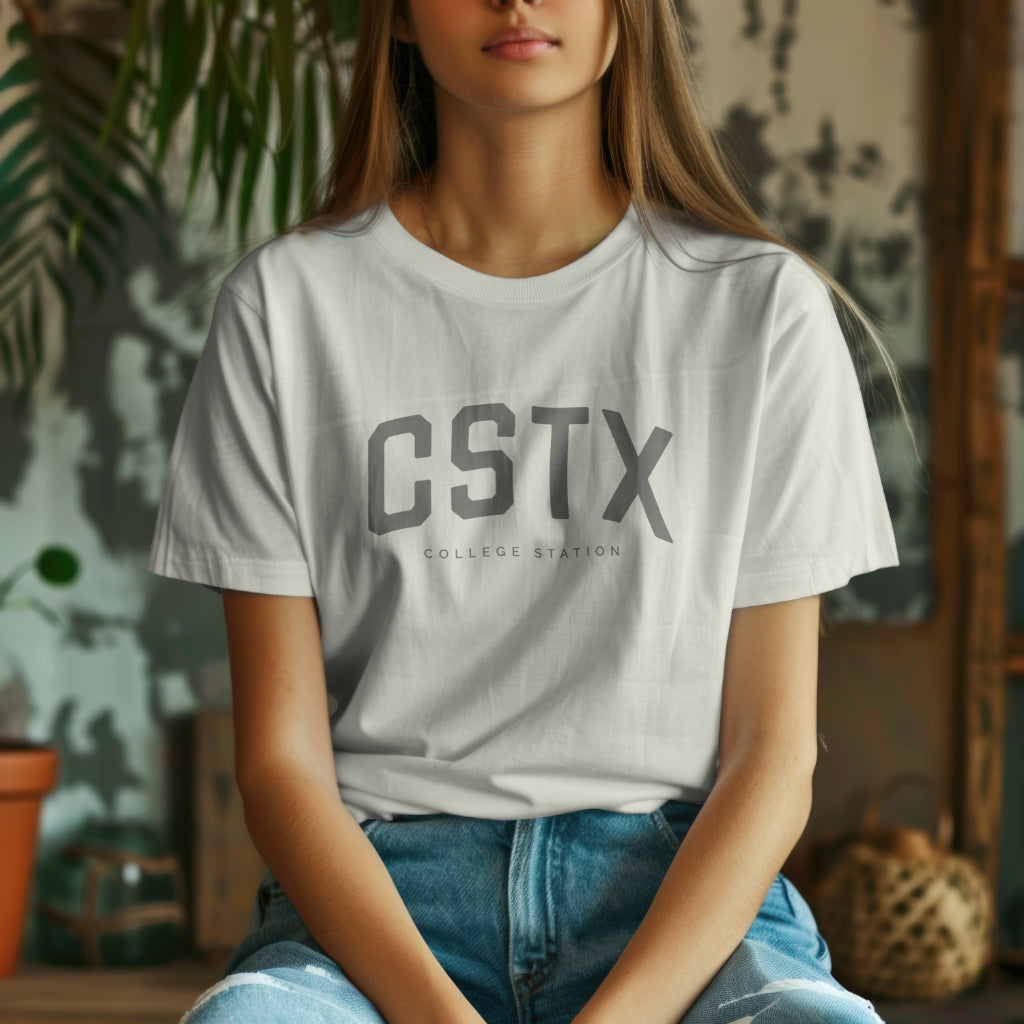 CSTX T-Shirt - College Station, Texas - Unisex Jersey Short Sleeve T-Shirt - Collegiate