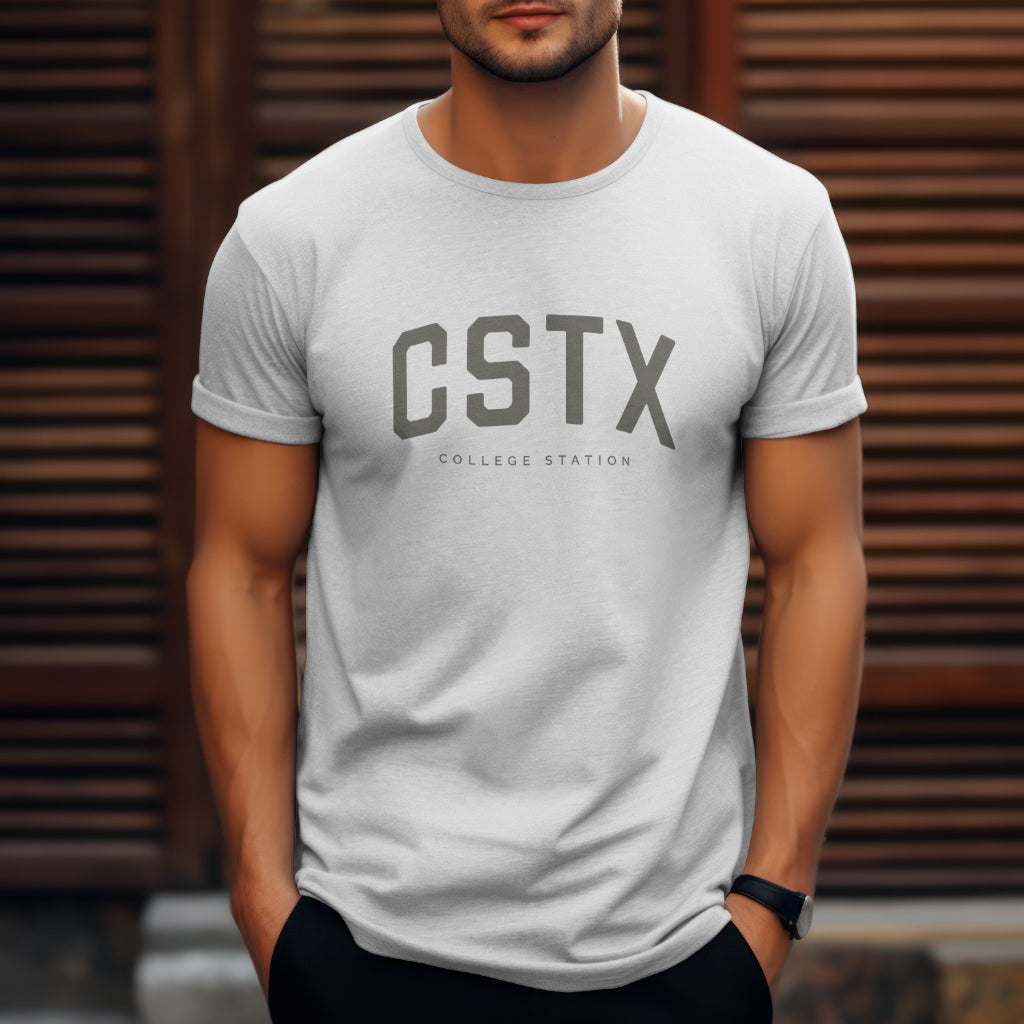 CSTX T-Shirt - College Station, Texas - Unisex Jersey Short Sleeve T-Shirt - Collegiate